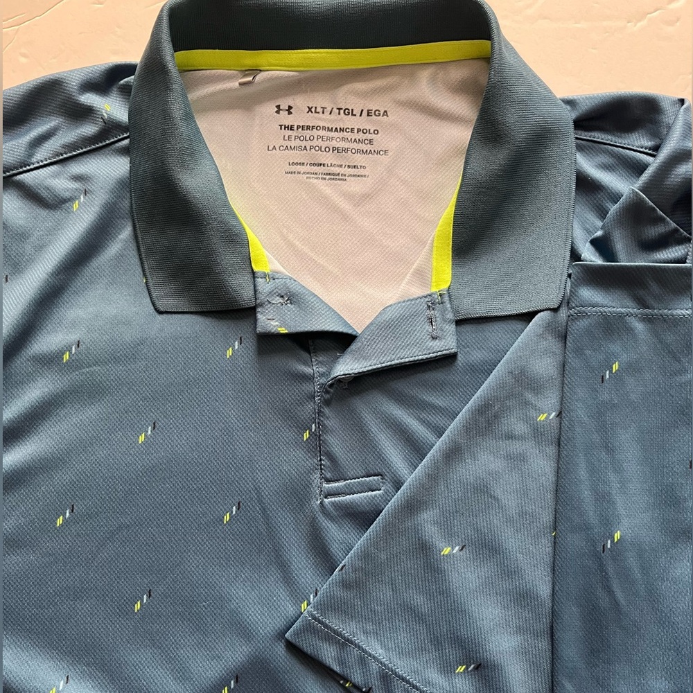 Under Armour Men's Teal The Performance Polo with Neon Accents
